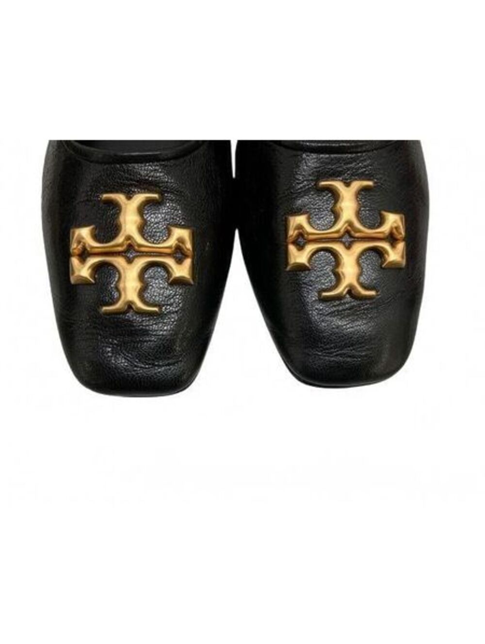 Tory Burch Black Leather Reva Ballet Flats Women's Size 9.5M Logo